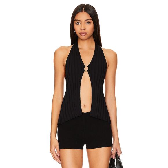 Superdown Eliana Open Front Top Black - M - Picture 1 of 5